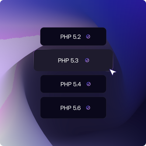 PHP multi version support, switchable per site