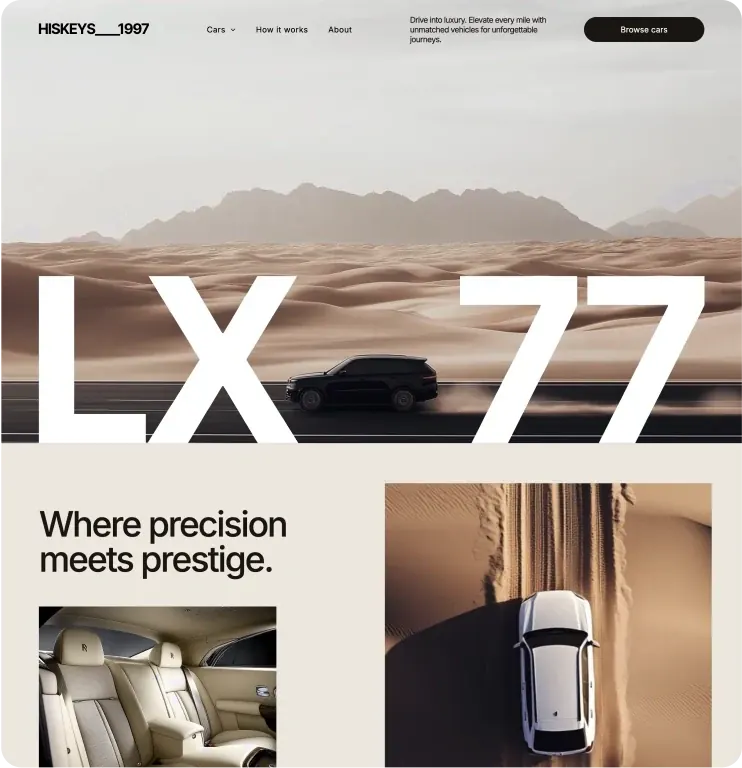 Luxury car hire website template built with the AI website builder
